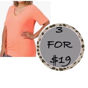 3/$19 Zenana outfitters peach vneck short sleeve tunic top